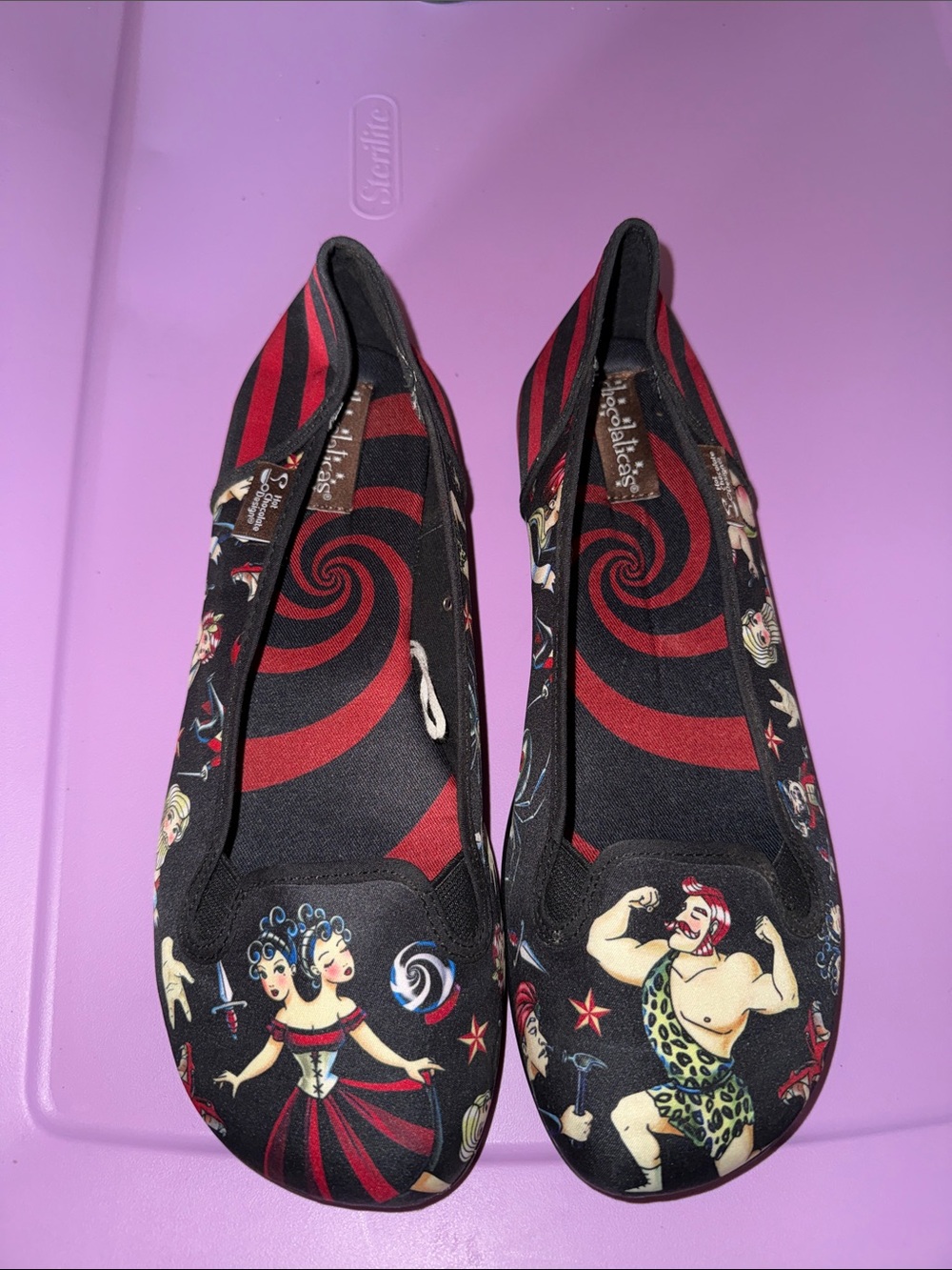 Novelty Red & Black Patterned Women's Ballet Flats